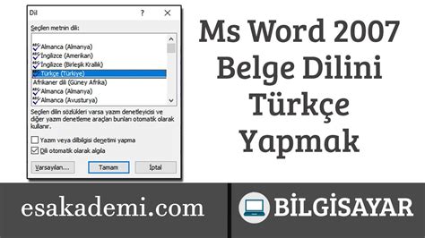 Word dilini türkçe yapmak